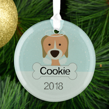 Personalized Pet Dog Glass Round Ornament