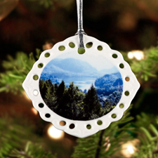 Personalized Photo Oval Filigree Landscape Ceramic Ornament (Custom 1 Side)