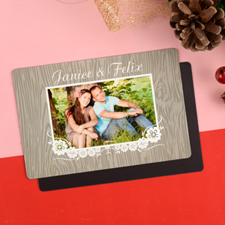 Imán personalizado de fotos navideñas de madera 10.16 cm x 15.24 cm Grande