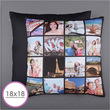 Instagram Black Personalized 16 Collage Photo Pillow 40.64 cm x 40.64 cm  Cushion (No Insert) 