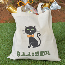 Bolsa personalizada para regalos de Halloween con gatos que brillan en la noche para chicos