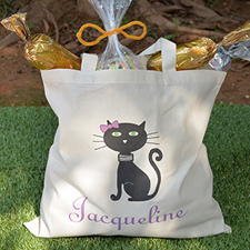 Bolsa personalizada para regalos de Halloween con gatos que brillan en la noche para chicos