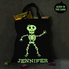 Chica Cráneo personalizados brillan en la oscuridad Halloween Bolsa de regalos negro 