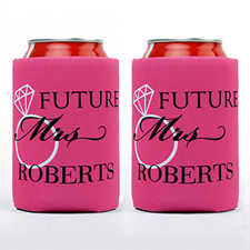 Anillo de boda Futura Sra. Enfriador de latas personalizado, rosado caliente