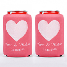  enfriador de lata  de boda personalizado de corazón rosado 