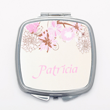 Espejo compacto cuadrado personalizado elegantemente con motivo floral