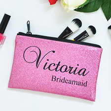 Bolsa cosmética personalizada con purpurina rosa para damas de honor mediana