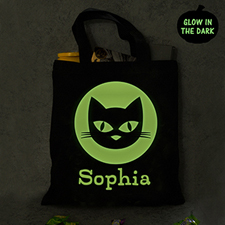 Bolsa personalizada para regalos de Halloween con gatos que brillan en la noche