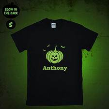 Calabaza personalizados brillan en la oscuridad en la camiseta de Halloween, Adulto pequeño 