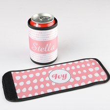 Envoltura de botella y lata personalizada de patrón rosado 