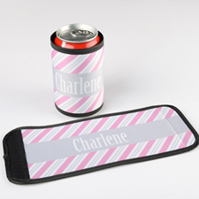 Raya gris y  rosada personalizada envoltura de lata o botella  