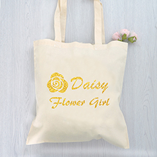 Bolsa de algodón con brillo personalizada para la chica de las flores con presupuesto.