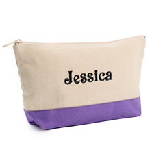 Bolsa cosmética personalizada con bordado. Color: 2 tonos violeta. Tamaño: Pequeña