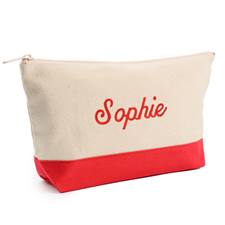 Bolsa cosmética personalizada con bordado. Color: 2 tonos rojo. Tamaño: Pequeña