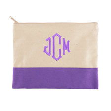Bolso cosmético bordado en violeta Trim, grande