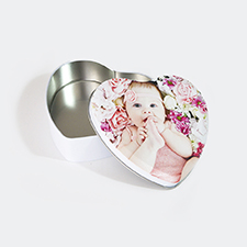 Caja de hojalata de diseño personalizado en forma de corazón, pequeña