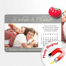 Nevera personalizada 10.16 cm x15.24 cm Calendario Grande Guardar la fecha Foto Imán, Gris Romántico