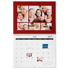 Impreso a medida Calendario de pared simple rojo, pequeño  21.59 cm x 27.94 cm