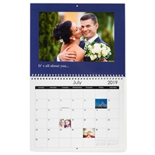 Calendario de pared con impresión personalizada simple azul , pequeño 21.59 cm x 27.94 cm