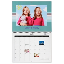 Calendario de pared con impresión personalizada de rayas frías, pequeño.