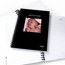 Create Your Own Square Photo Black Two Title Notebook