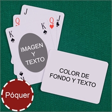 Naipes tipo póker estilo Bridge, ovalados y personalizados de los 2 lados con paisaje y mensaje 