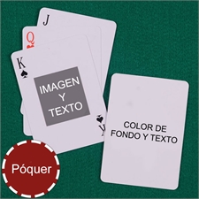 Naipes tipo póker con retrato en el centro personalizados de los 2 lados con mensaje 