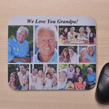 Custom Eight Collage Mousepad Title Above Photos, White