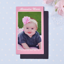 Foto personalizada de bebé rosa 5.08 cm x 8.89 cm Tamaño de tarjeta Imán