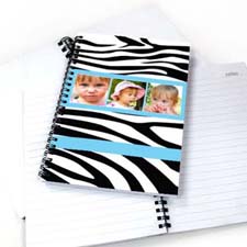 Create Your Own Zebra Pattern Three Collage Notebook, Cool Blue