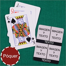 Naipes personalizados tamaño póker negro con colage de cuatro imagenes 