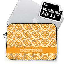 Custom Name Orange Diamonds Macbook Air 11 Sleeve