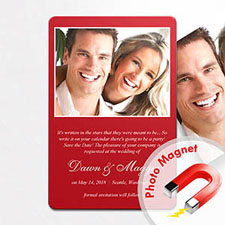 Anuncio de boda roja personalizada Foto de imanes para la nevera