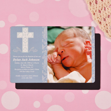 Bautizo del niño con la cruz enmarcada personalizada 10.16 cm x 15.24 cm Fotografías magnéticas grandes