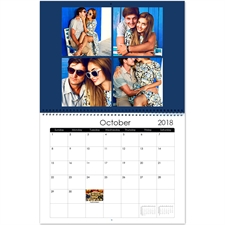  Personalizado simple azul, Calendario de pared grande 35.56 cm x 27.94 cm