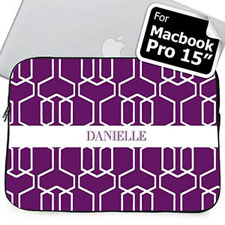 Nombre personalizado Manga Macbook Pro 15 de color púrpura enrejado (2015)