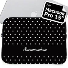 Nombre personalizado Lunares Negros Macbook Pro 15 Sleeve (2015)