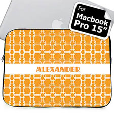 Custom Name Orange Links Macbook Pro 15 Sleeve (2015)