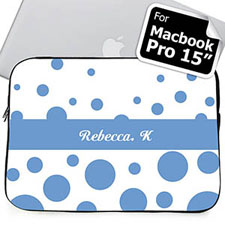 Manga para MacBook Pro 15 con nombre personalizado Círculos retro azul celeste