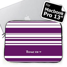Manga MacBook Pro 13 a rayas púrpuras con nombre personalizado