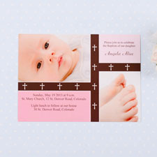 Tarjeta personalizada de bautizo con collage y bandas de cruz separadoras