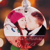 Bright Merry Wishes Personalized Photo Porcelain Ornament