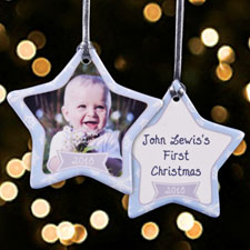 Personalized Snowing Happiness Star Shaped Ornament