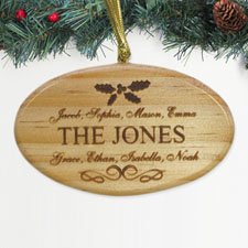 Personalized Engraved Wishing You Happiness Wood Ornament