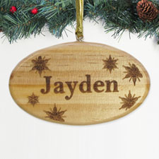 Personalized Engraved Snowflakes Star Wood Ornament