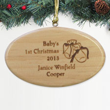 Personalized Engraved Baby First Christmas Wood Ornament