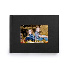 Crea tu pequeño foto-libro de lino negro de 21.59 cm x 27.94 cm con tapa dura
