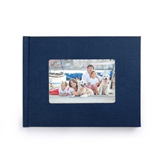 Crea tu pequeño foto-libro de lino azul marino de21.59 cm x 27.94 cm de tapa dura