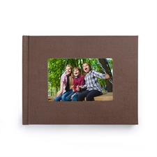Crea tu pequeño foto-libro de lino marrón de 21.59 cm x 27.94 cm de tapa dura