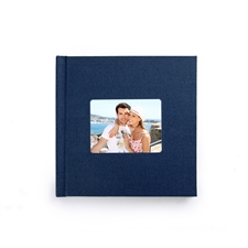 Diseña tu foto-libro de lino azul marino de 20.32 cm x 20.32 cm con tapa dura